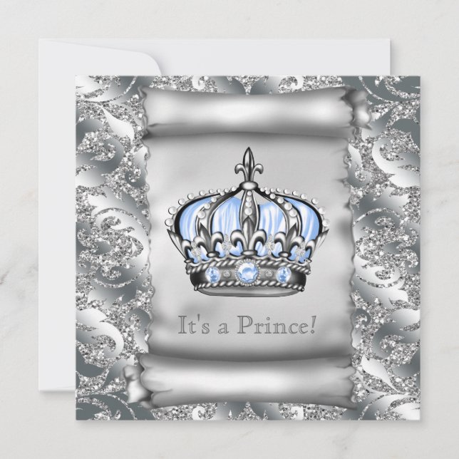 Invitation Baby shower Regal Royal Blue Prince (Devant)