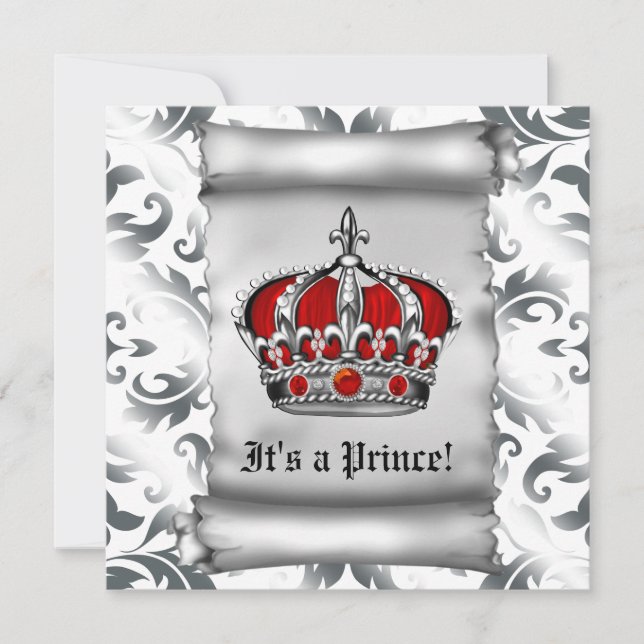 Invitation Baby shower Regal Royal Red Prince (Devant)