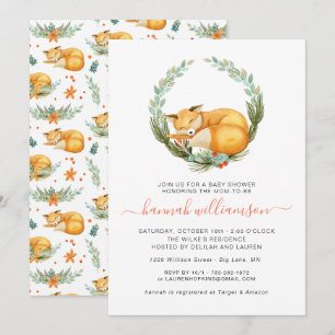 Invitation Baby Shower Renard de Bois Automne
