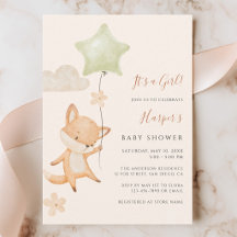 Baby Shower Renard Mignon en Montgolfière Aquarell