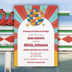 Invitation Baby Shower Rétro Années 60 Musique Vinyl Genre Ne