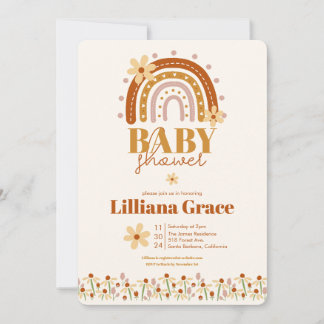 Invitation Baby shower Retro Boho