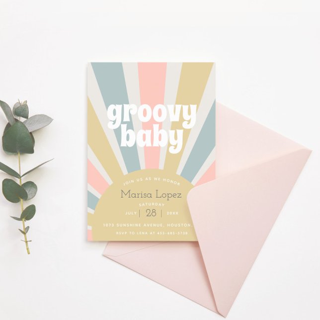 Invitation Baby shower rétro super Hippie bébé (Créateur téléchargé)