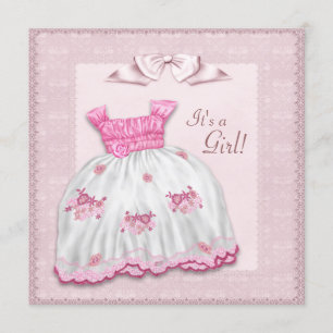 Invitation Baby Shower Robe Rose et Blanche