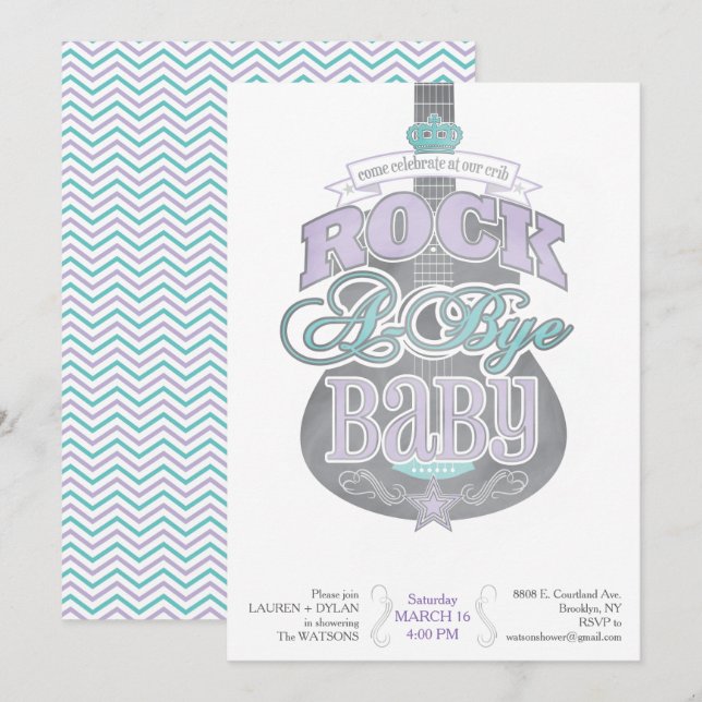 Invitation Baby shower Rock A Bye (Devant / Derrière)