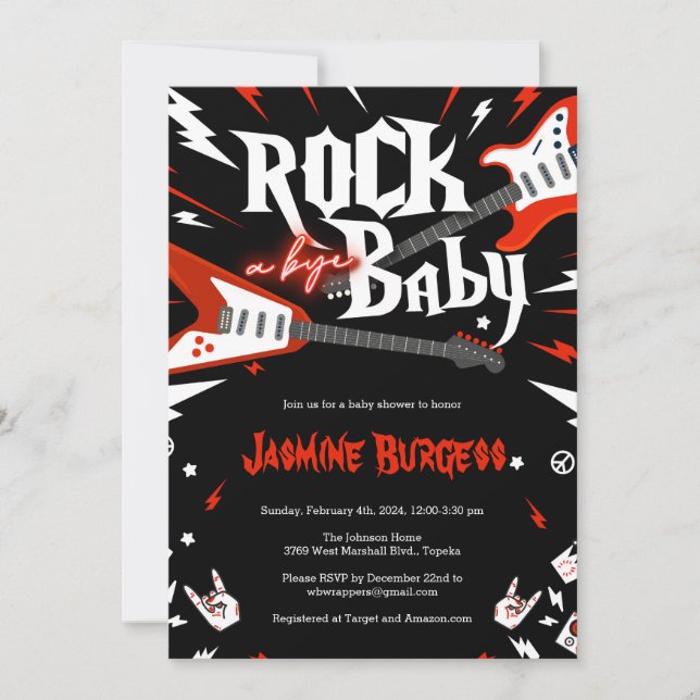 Invitation Baby shower Rock a Bye, Invitation de g (Devant)