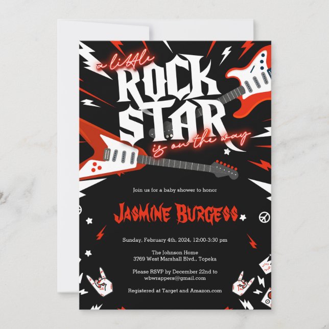 Invitation Baby shower Rock a Bye, Invitation de g (Devant)