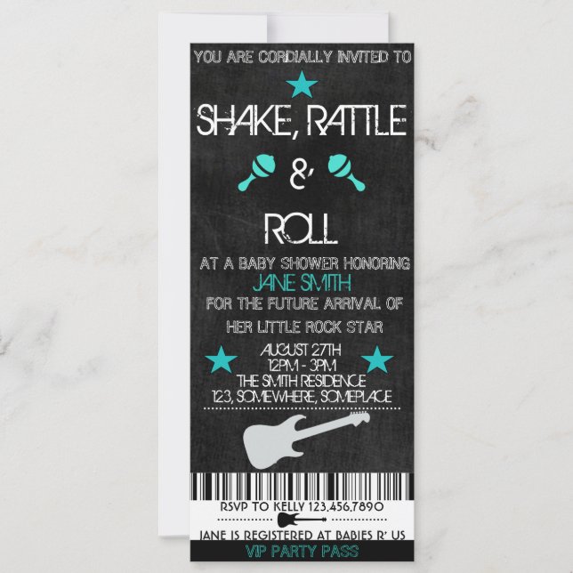 Invitation Baby shower Rock Star (Devant)