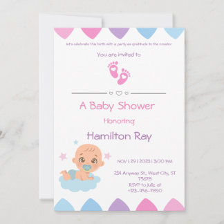 Invitation Baby shower rose