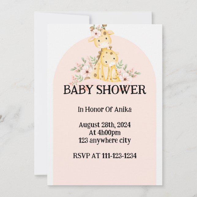 INVITATION BABY SHOWER ROSE (Devant)