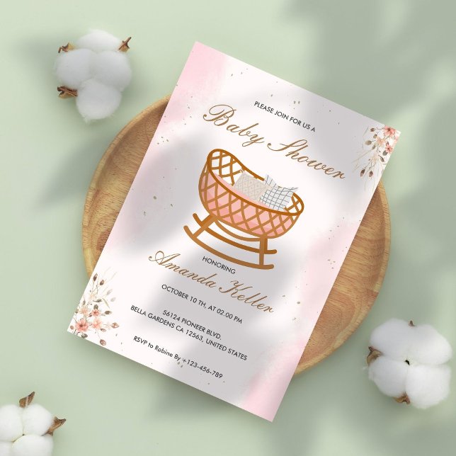 Invitation Baby shower rose (Créateur téléchargé)