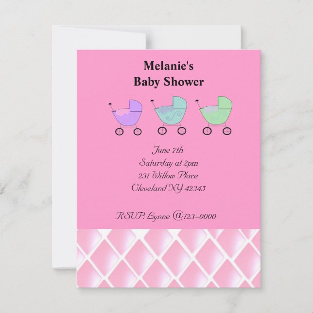Invitation Baby shower rose (Devant)