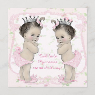 Invitation Baby shower rose adorable de princesse Twin