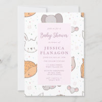 Baby shower rose animal de la Jungle Safari modifi