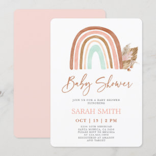 Invitation Baby shower rose arc en ciel