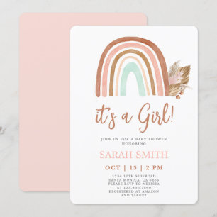 Invitation Baby shower rose arc en ciel