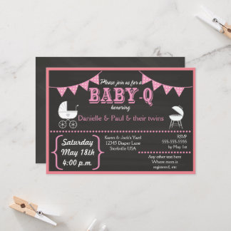 Invitation Baby shower rose Baby-Q
