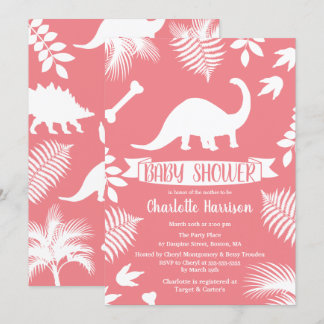 Invitation Baby shower rose Brontosaurus Dinosaur