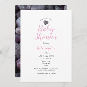 Invitation Baby shower rose caillou /Saupoudrer / Couples