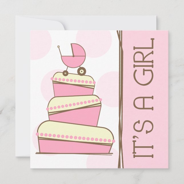 Invitation Baby shower rose "C'est une fille" (Devant)