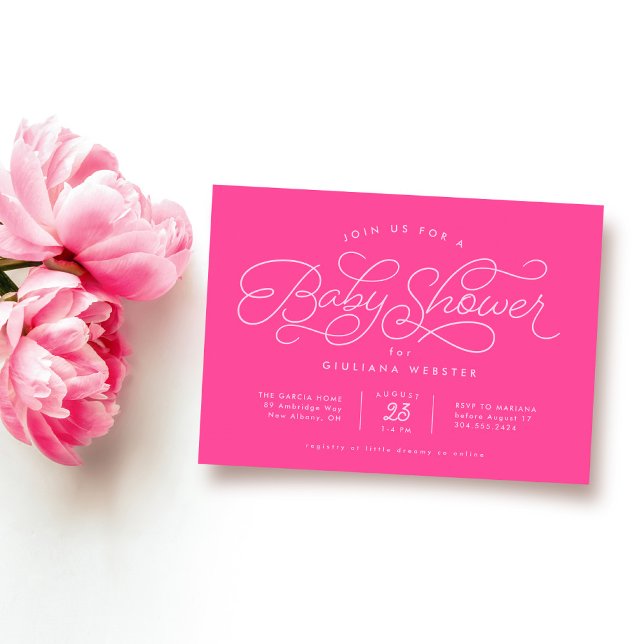 Invitation Baby shower rose chaud (Créateur téléchargé)