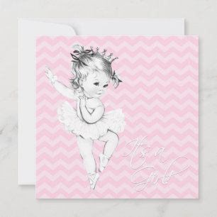 Invitation Baby shower rose Chevron Ballerina Princess