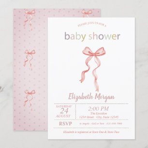 Invitation Baby Shower Rose Chic à pois
