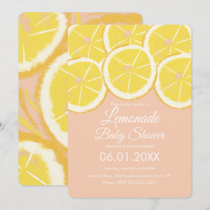 Invitation Baby Shower Rose Citron Citronné Abstra