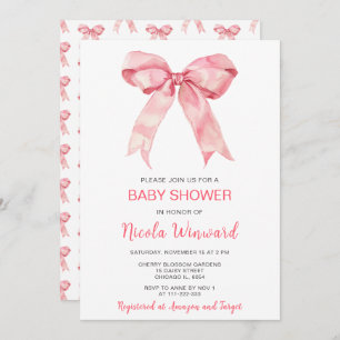 Invitation Baby shower rose Coquette Bow