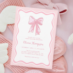 Invitation Baby shower rose Coquette Bow