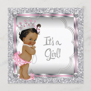 Invitation Baby shower rose d'Afro-américain de princesse