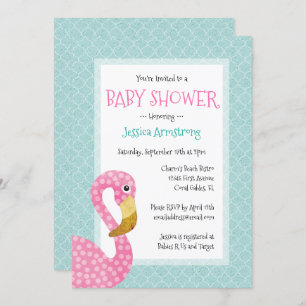 Invitation Baby shower rose de Flamant rose
