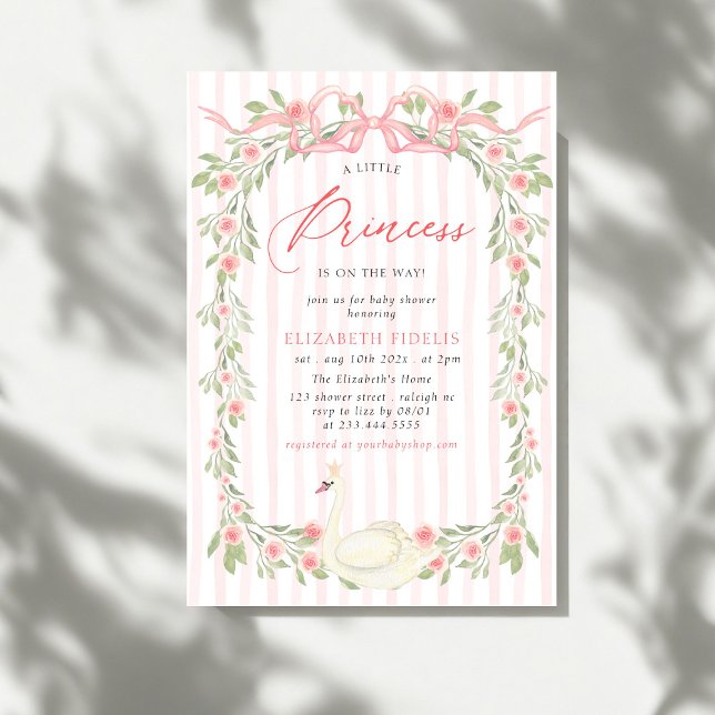 Invitation Baby shower Rose de la boule rose cygne (Créateur téléchargé)