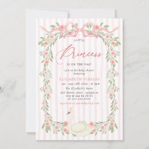 Invitation Baby shower Rose de la boule rose cygne