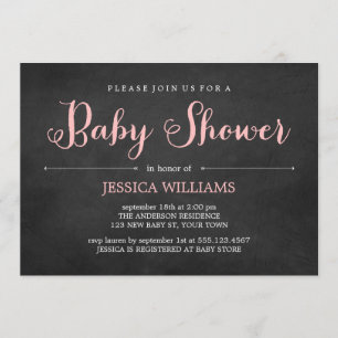Invitation Baby shower rose de tableau