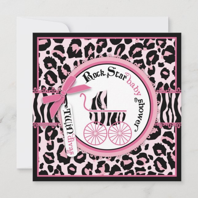 Invitation Baby shower rose de voiture d'enfant de vedette du (Devant)