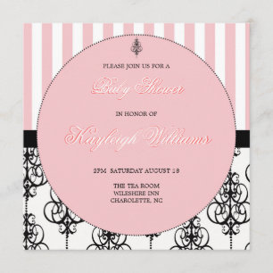 Invitation Baby shower rose d'élégance