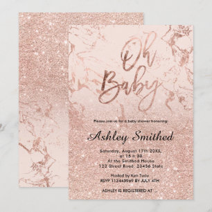 Invitation Baby shower rose d'ombre de rose de parties