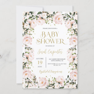 Invitation Baby shower rose doux