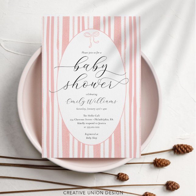 Invitation Baby shower rose Eclectique Peint (Créateur téléchargé)