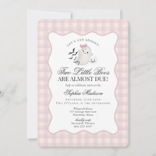 Invitation Baby shower rose En vichy Preppy Ghost Twins