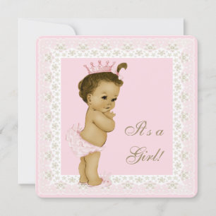 Invitation Baby shower rose et Brown