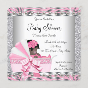 Invitation Baby shower rose et gris