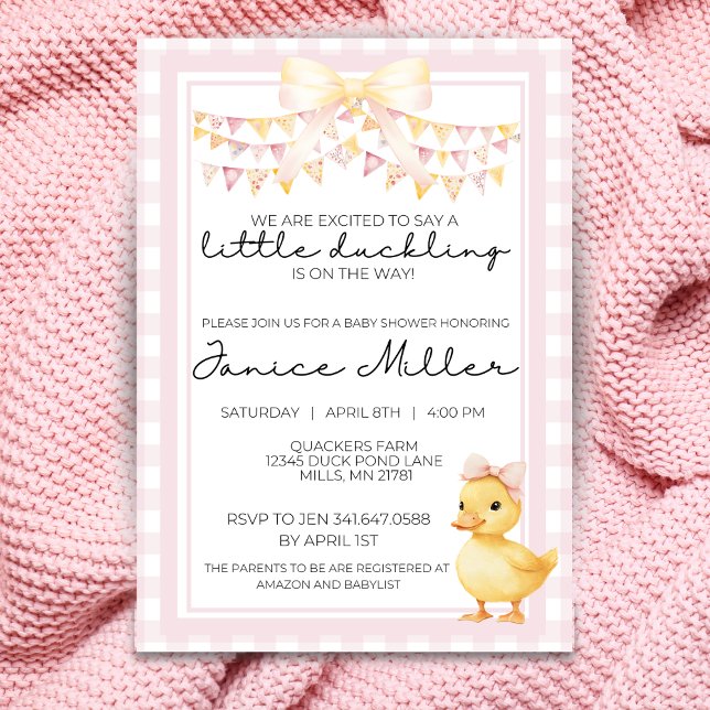 Invitation Baby shower rose et jaune (Créateur téléchargé)