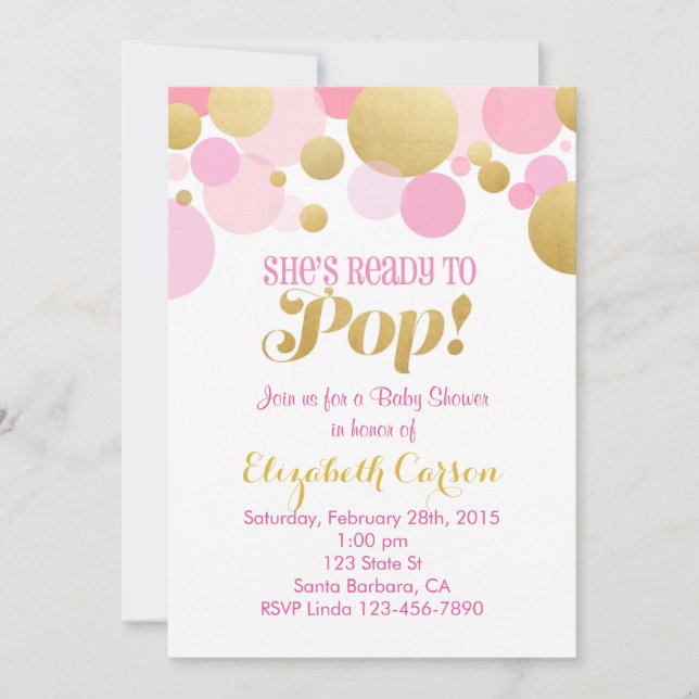 Invitation Baby shower rose et or (Devant)