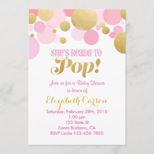 Invitation Baby shower rose et or