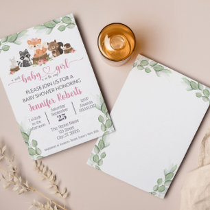 Invitation Baby shower rose Eucalyptus
