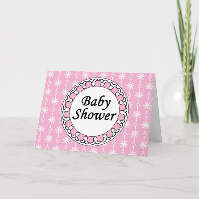 Invitation Baby shower rose, fille (Devant)