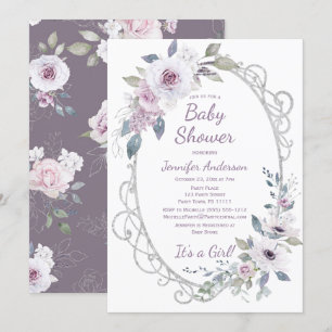 Invitation Baby shower Rose Floral de la Parties scintillant