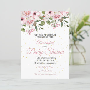 Invitation Baby shower rose floral or chic